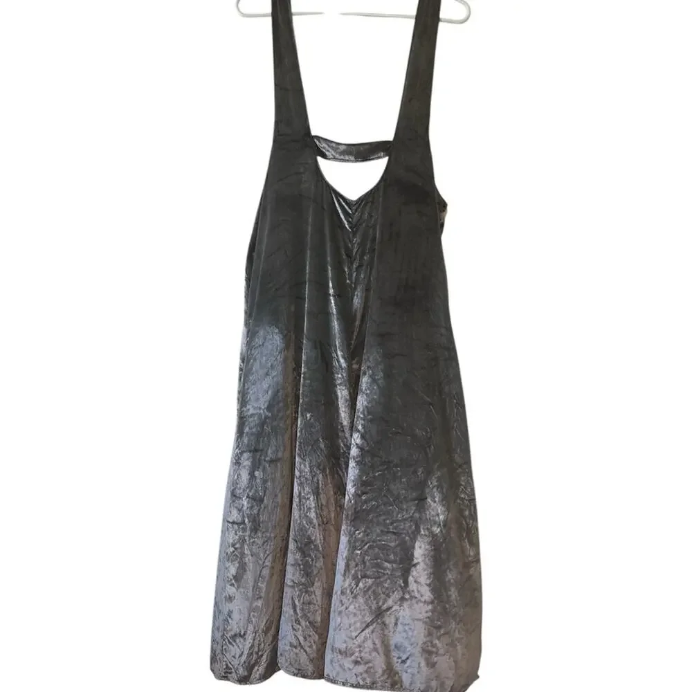 Maeve Gray Crushed Velvet Jumpsuit Wide Leg Sleeveless Women Size Medium - Picture 4 of 5